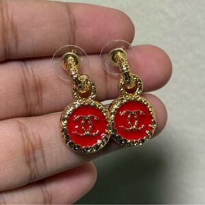 Gold and Red Designer Earrings